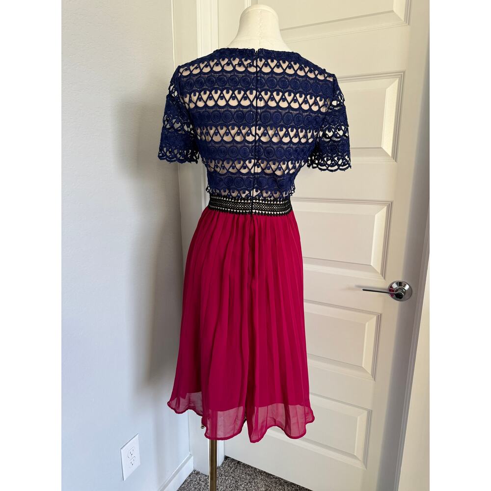 Jax Black Label Women's Blue and Pink Colorblock Lace Dress Size 6-NWOT - Picture 2 of 7